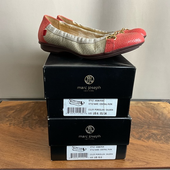 Marc Joseph Salmon and Ivory Cap Toe Flat, New in Box - Picture 11 of 11
